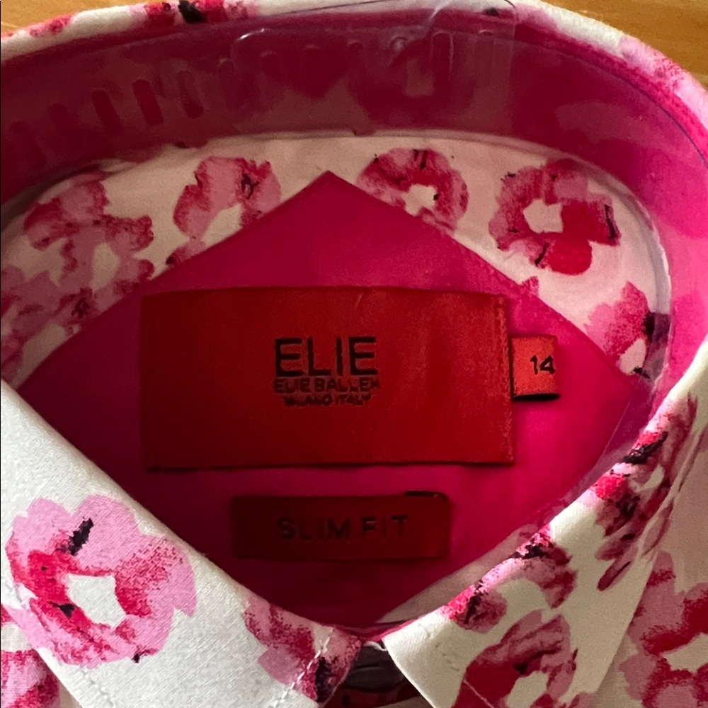 Elie Tahari Girls' Pink Floral Slim Fit Shirt